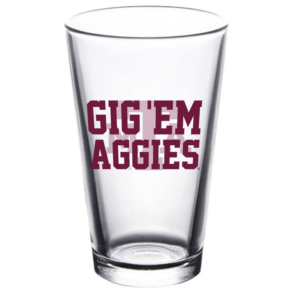 Valiant Gifts Texas TAMU Logo Pint Glass in Aggie Maroon, , large