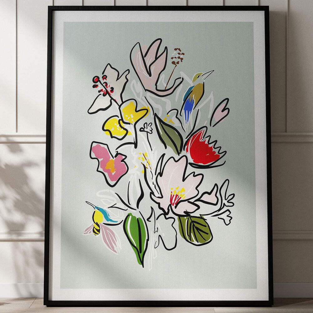 HOMLUX 24" x 18" Floral Bouquet Canvas Art in Multicolor, , large