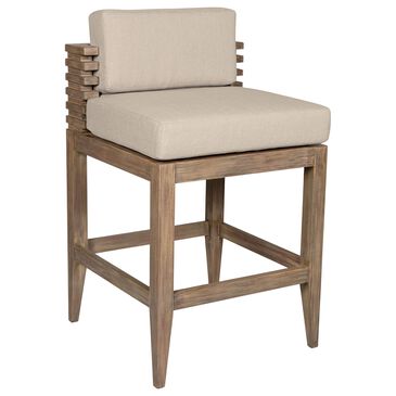 Armen Living Vivid Patio Counter Height Bar Stool with Taupe Cushion in Brown, , large