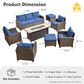 HOMLUX 8-Piece Patio Conversation Set with Fire Pit Table in Navy Blue, , large
