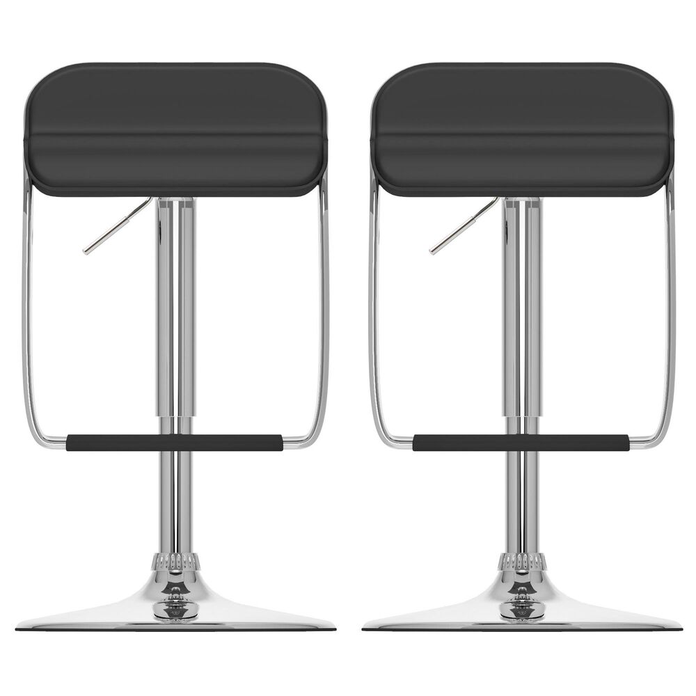 CorLiving Modern Adjustable Foot Rest Barstool with Black Cushion &#40;Set of 2&#41;, , large
