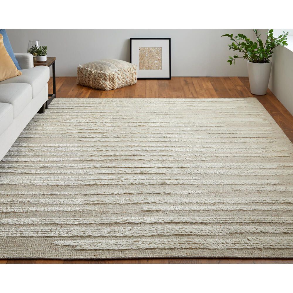 Feizy Ashby Striped 3&#39;6&quot; x 5&#39;6&quot; Ivory and Beige Area Rug, , large
