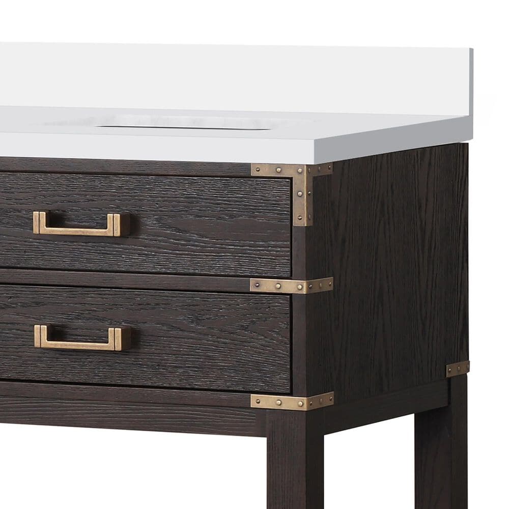 Lexora Home Norwalk 72&quot; Double Bathroom Vanity in Brown Oak with White Quartz Top and Rectangular Sinks, , large
