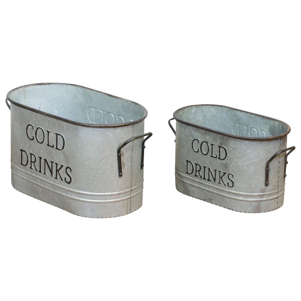 VIP Home and Garden Drink Buckets in Gray and Black (Set of 2), , large