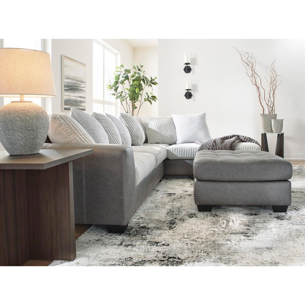 Ashley Clairette Court Oversized Accent Ottoman in Alloy, , large