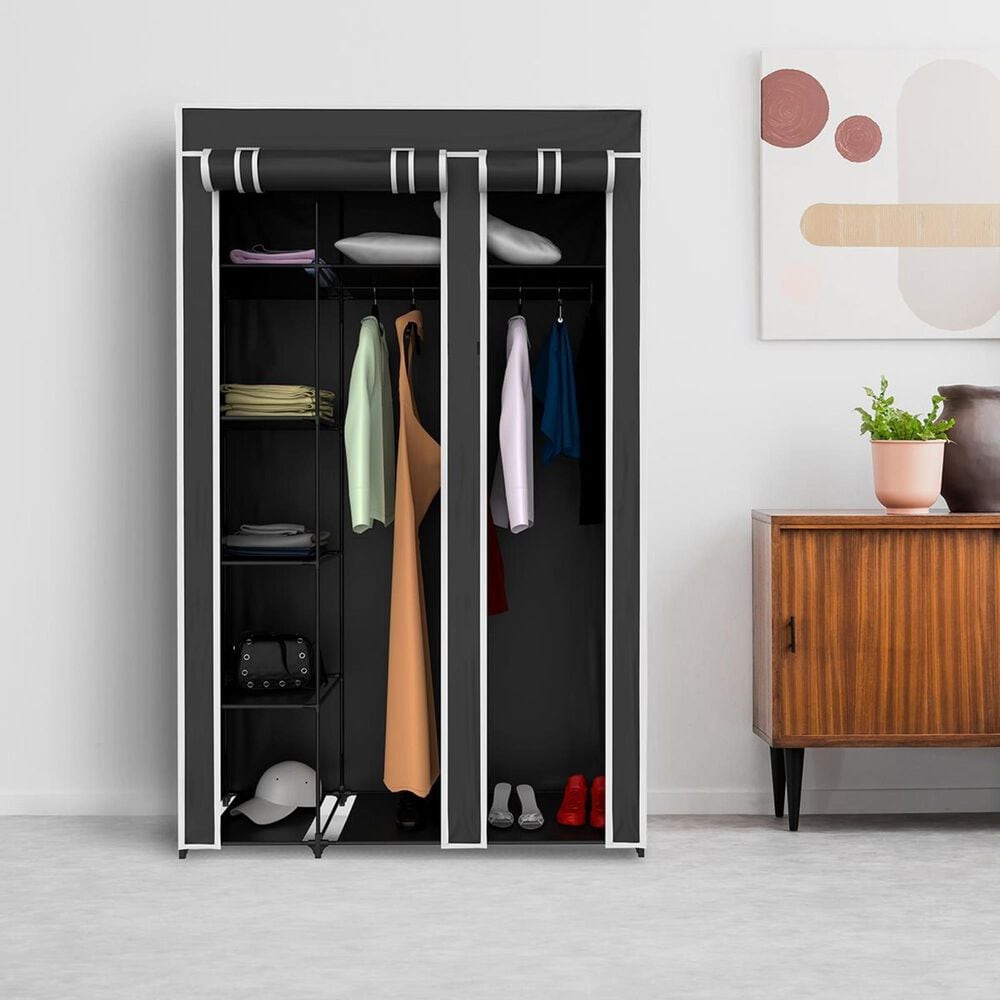 Timberlake Lavish Home Wardrobe Closet Organizer in Black, , large