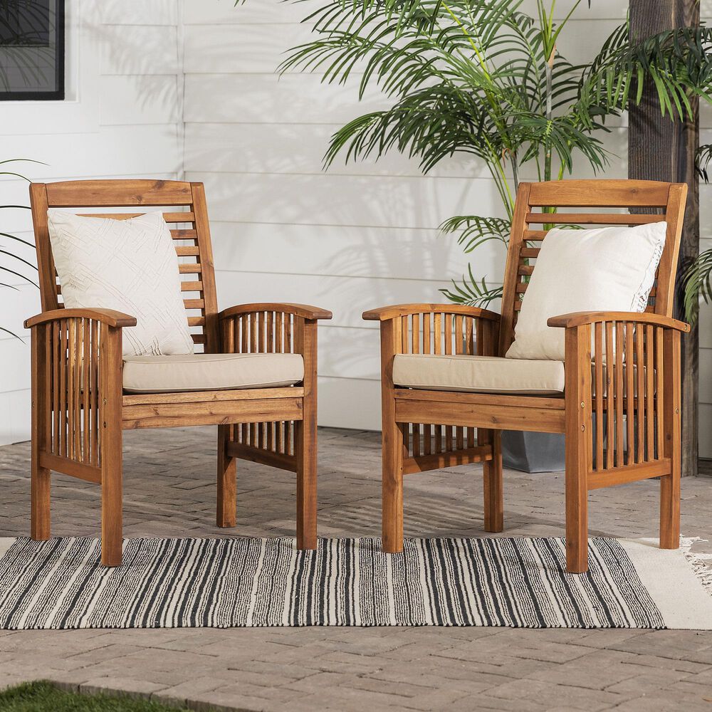 Walker Edison Midland Patio Chairs in Brown &#40;Set of 2&#41;, , large