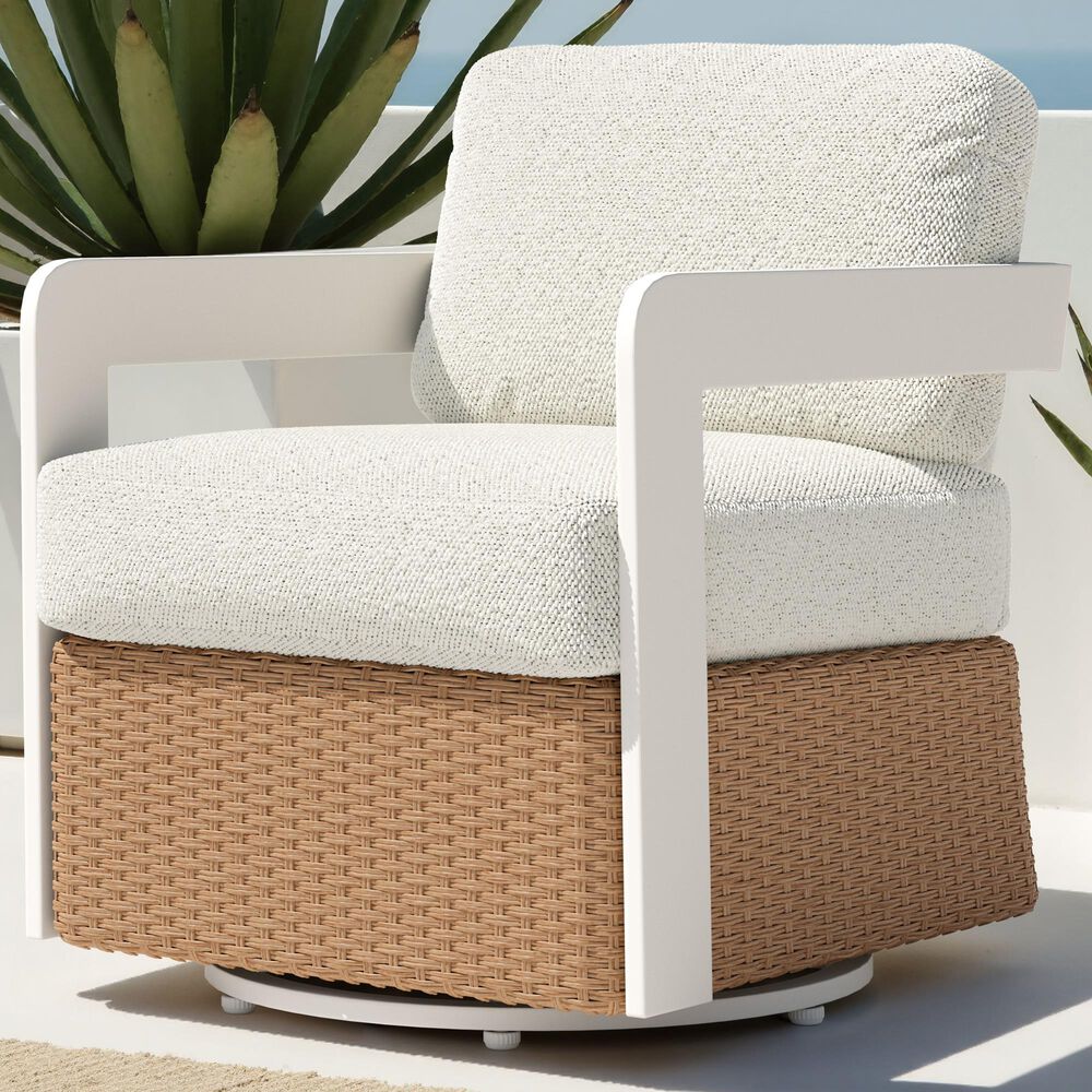 Zuo Modern Gelo Outdoor Swivel Chair in White, , large