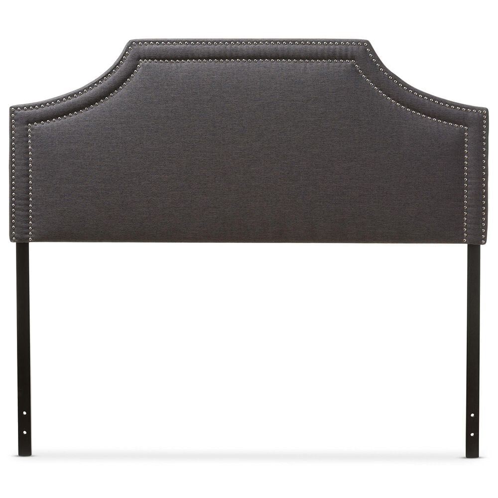 Baxton Studio Avignon King Upholstered Headboard in Dark Grey, , large
