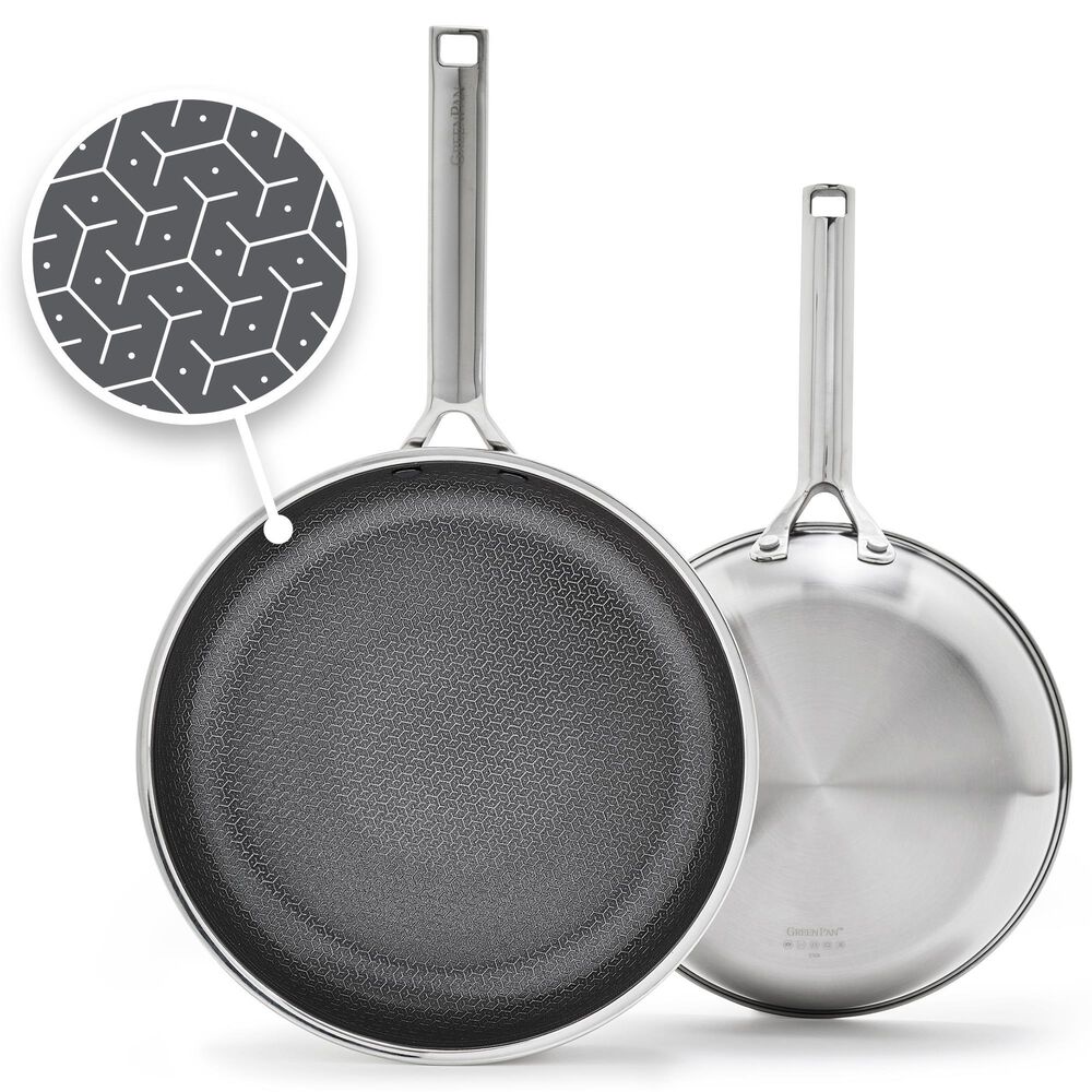 Green Pan Apex 9.5" and 11" Nonstick Frypan Set in Stainless Steel, , large