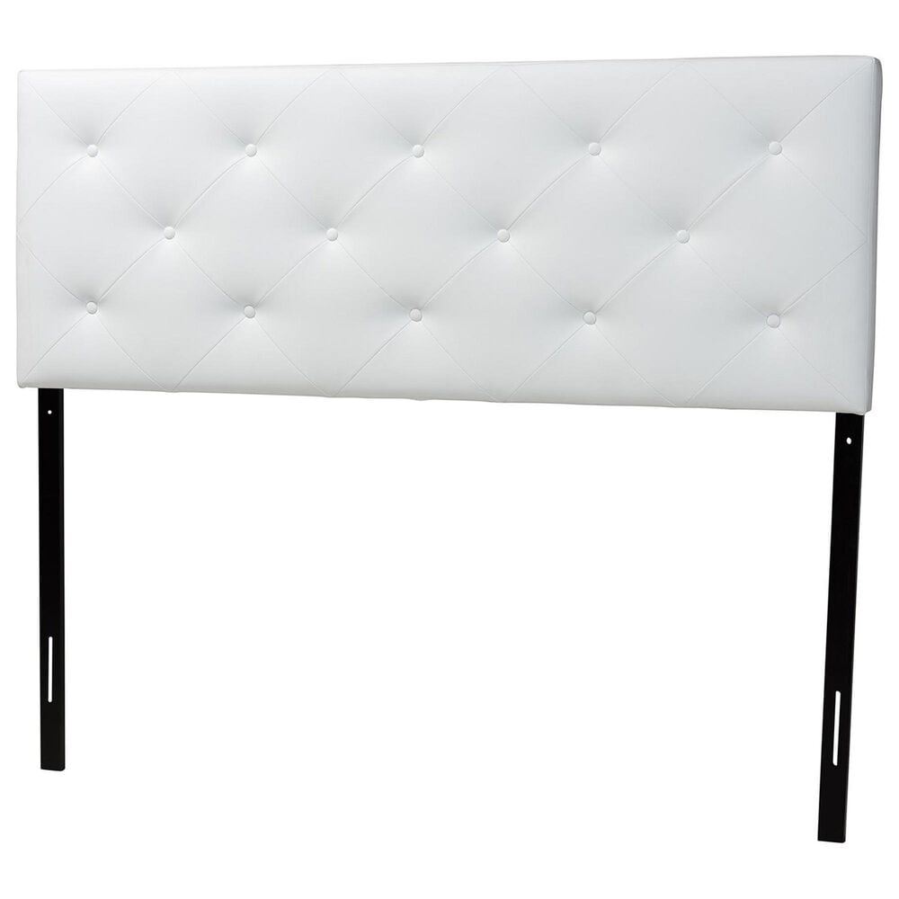 Baxton Studio Baltimore King Upholstered Panel Headboard in White, , large