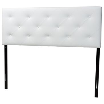 Baxton Studio Baltimore King Upholstered Panel Headboard in White, , large