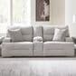 Ashley Acklen Place 3-Piece Power Symmetrical Reclining Sectional Loveseat with Console in Pewter, , large