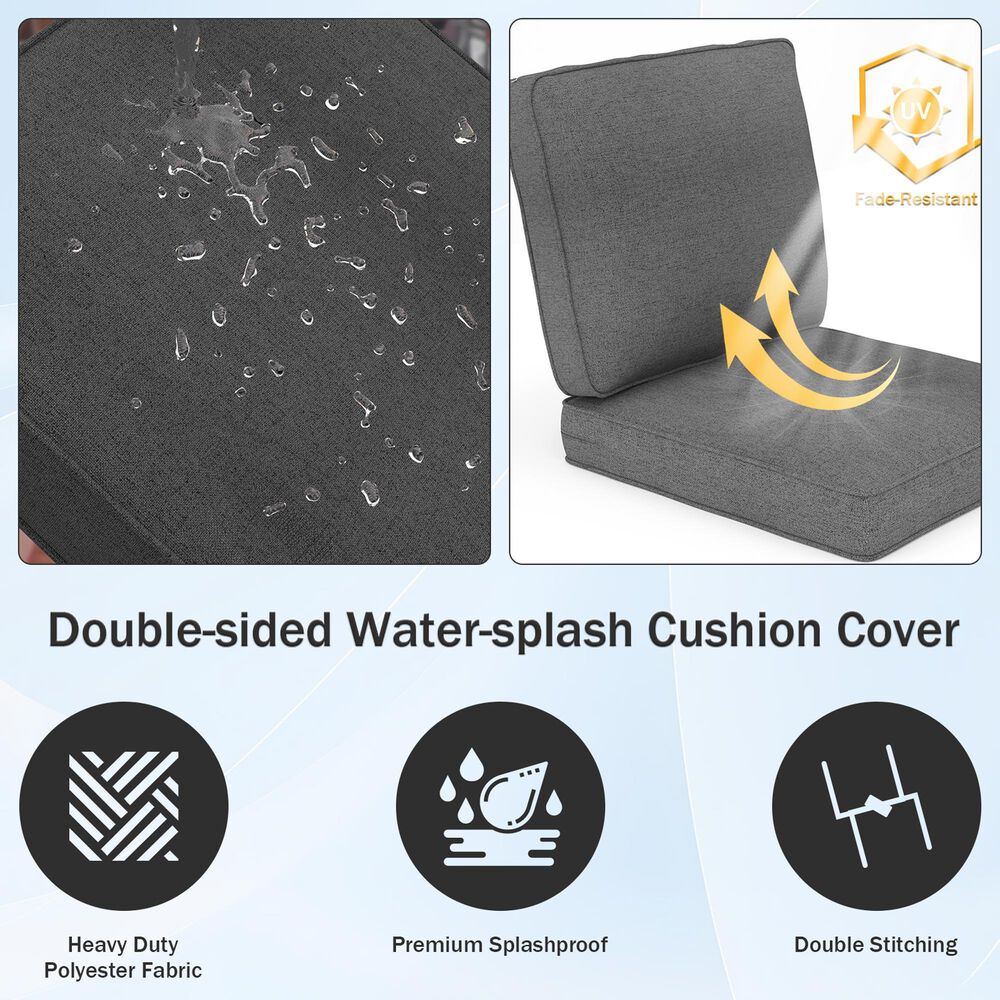 Sunwell Garden 4" Thick Outdoor Cushion Set in Dark Grey (Set of 2), , large