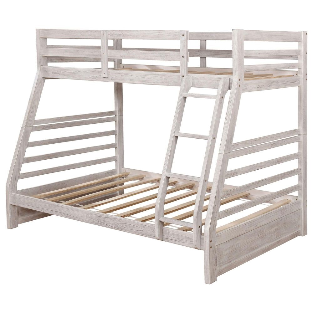 Furniture of America Mccullough Twin over Full Bunk Bed in Brushed White, , large