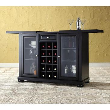 Crosley Furniture Black Sliding Top Bar Cabinet, , large