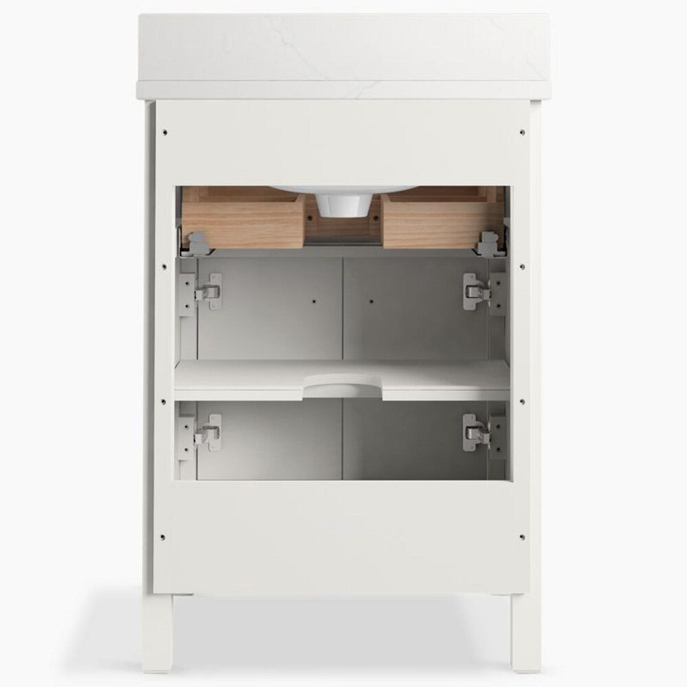 Kohler Malin 24" Single Bathroom Vanity in White with Single Hole 3 cm White Quartz Top and Rectangular Sink, , large