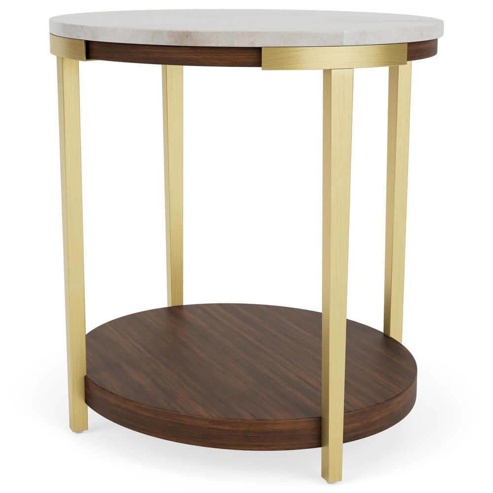 Riverside Furniture Emery Oval End Table in Smoked Cherry and Bronze, , large