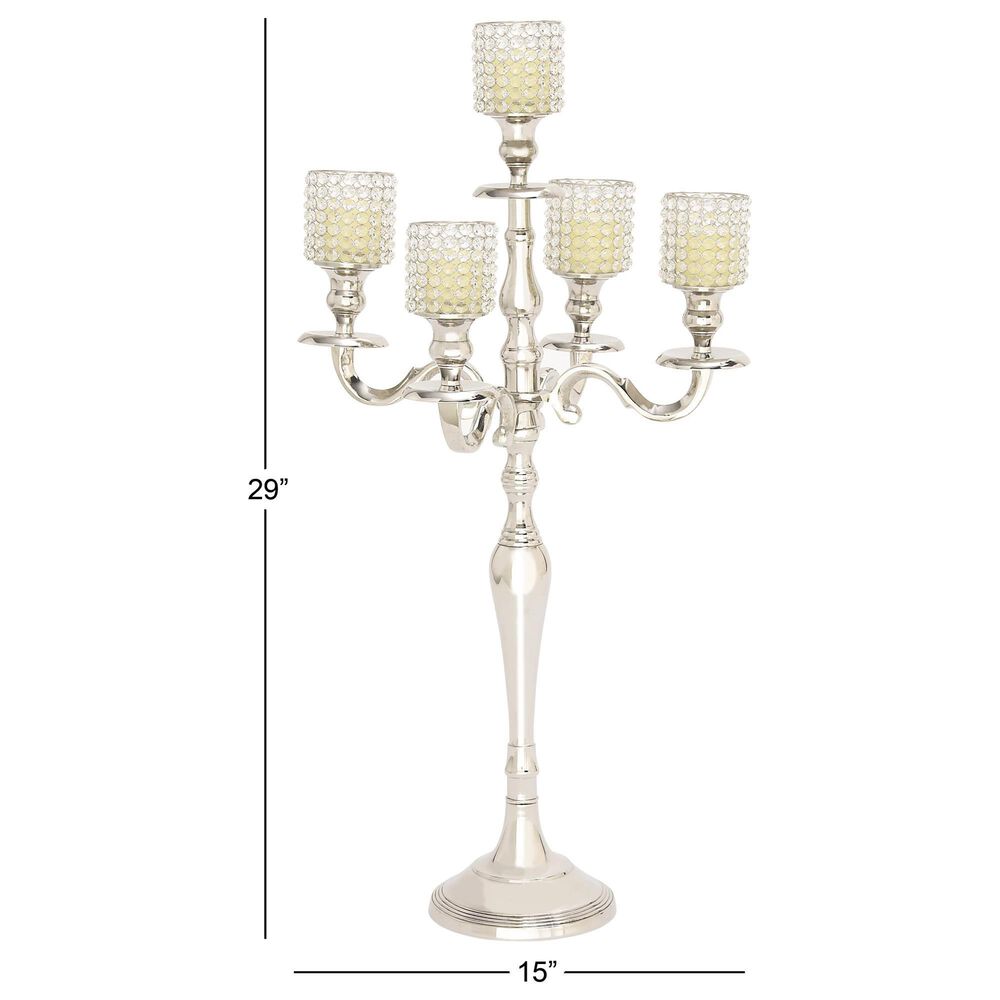 Maple and Jade 15&quot; x 29&quot; Hurricane Lamp in Silver, , large