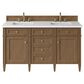 James Martin Brittany 60" Double Bathroom Vanity in Pecan with 3 cm White Zeus Silestone Top and Rectangular Sinks, , large