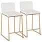 Lumisource Mason 26" Counter Stool with White Cushion in Gold and Walnut (Set of 2), , large