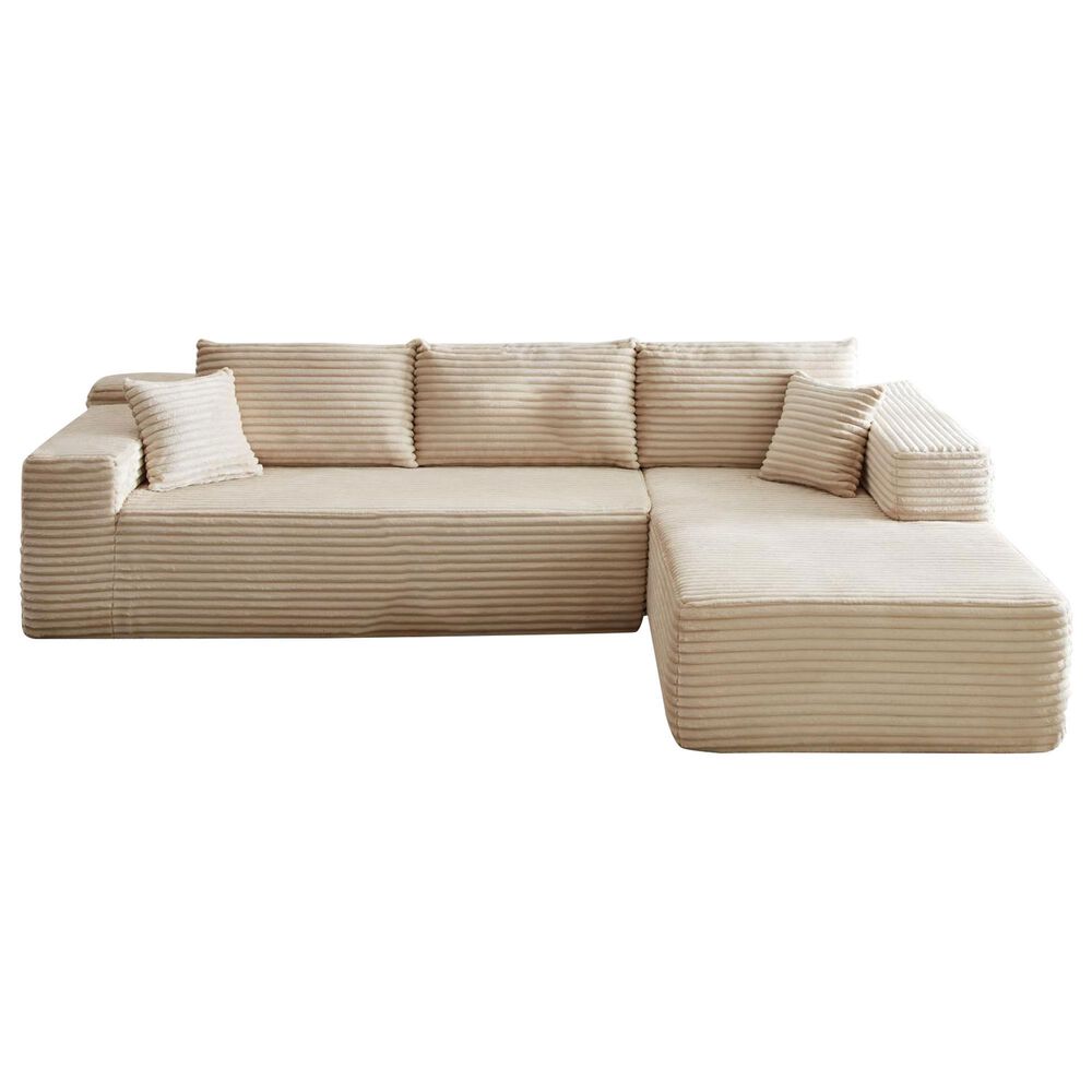 HOMLUX 2-Piece Mod Sectional with RAF Chaise in Beige, , large