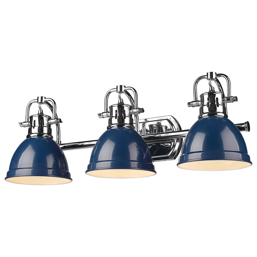Golden Lighting Duncan 3-Light Bath Vanity with Navy Shades in Chrome, , large