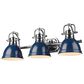Golden Lighting Duncan 3-Light Bath Vanity with Navy Shades in Chrome, , large