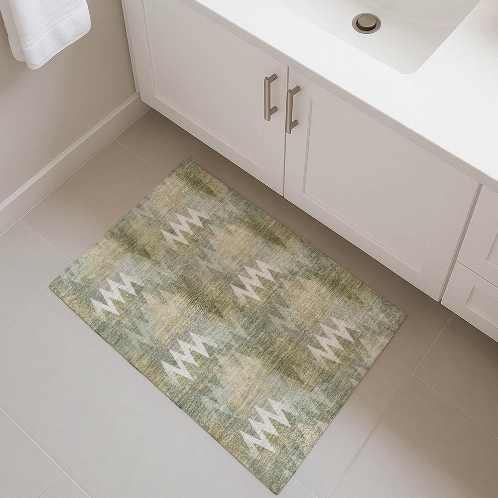 Dalyn Rug Company Soft Essentials Chevron Olive 1'8" x 2'6" Area Rug, , large
