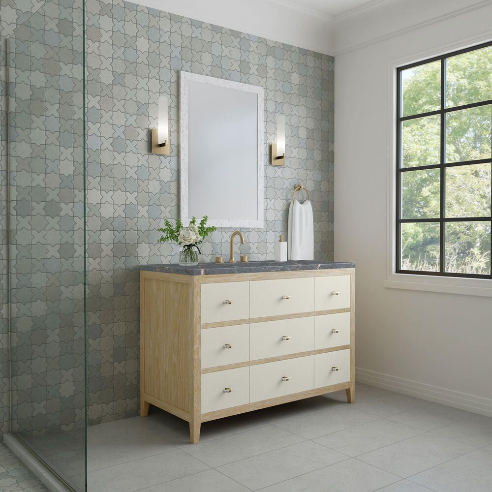 James Martin Vanities Celeste 48" Single Bathroom Vanity in Sunwashed Oak with 3 cm Parisien Bleu Quartz Top, Rectangular Sink and FreePower Wireless Charger, , large