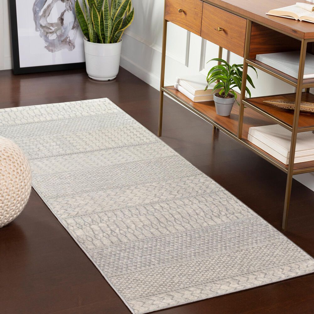 Surya Monaco MOC-2306 2&#39;6&quot; x 8&#39; Silver Gray and Cream Scatter Rug, , large