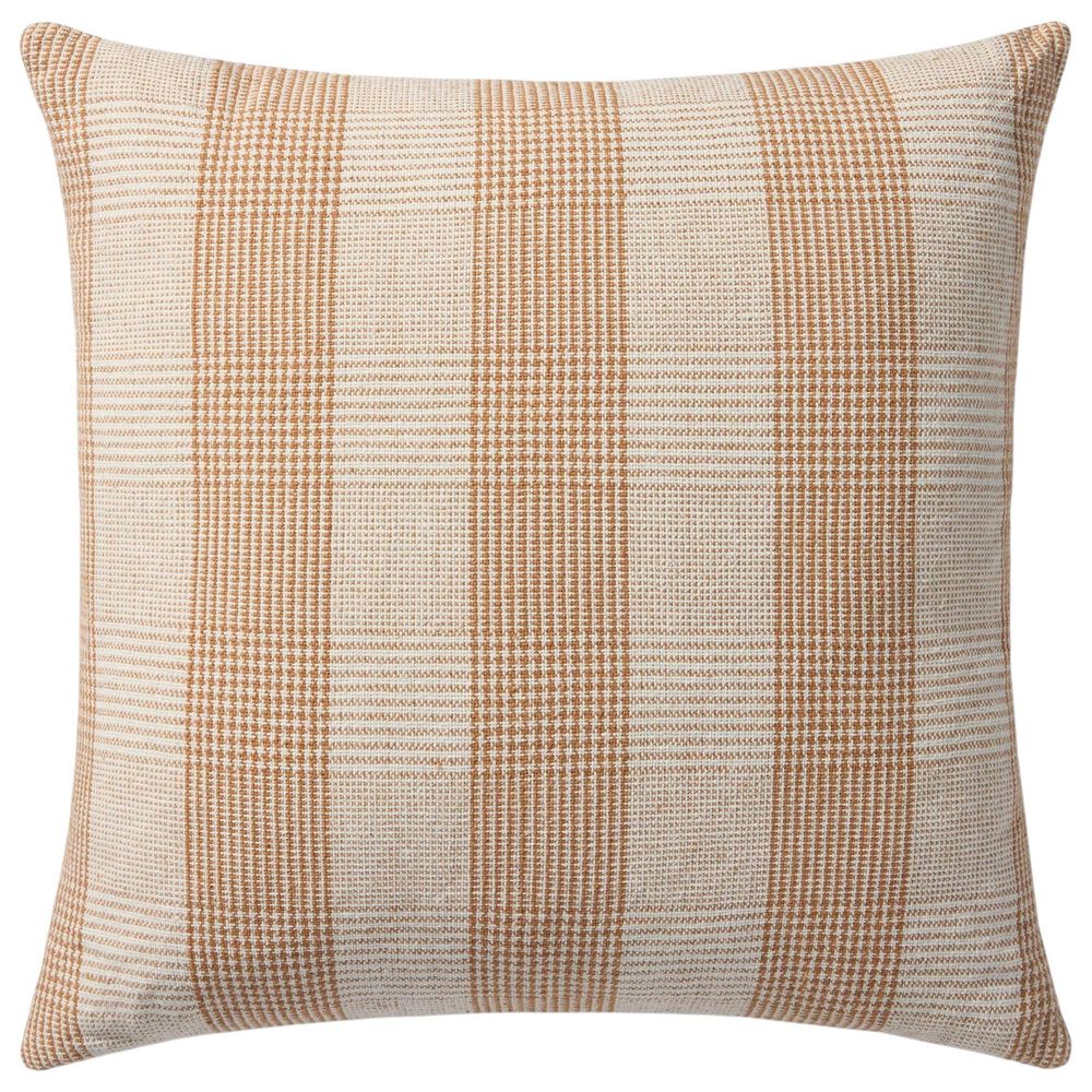 Loloi Auggie 22" Square Throw Pillow in Orange and White, , large