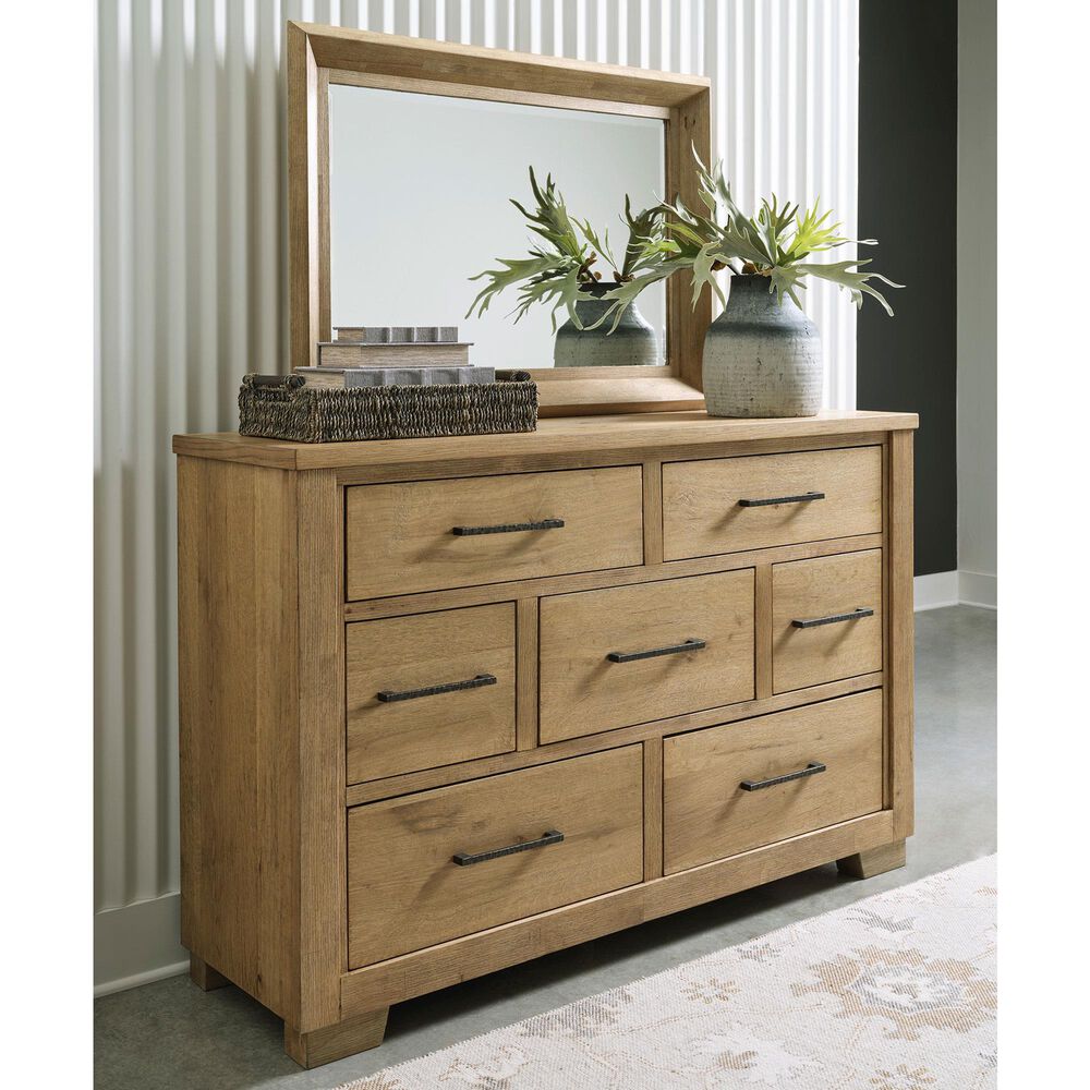 Ashley Galliden Dresser and Mirror in Light Brown, , large