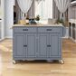 HOMLUX 54" Kitchen Island with Solid Wood Top and Locking Wheels in Grey Blue, , large