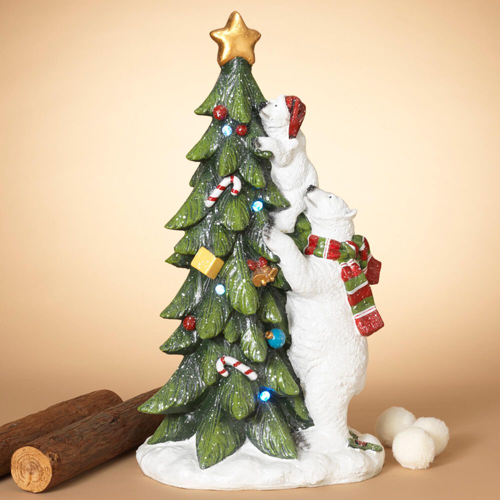 The Gerson Company 28.7" Polar with Cub Climbing Tree in White, , large