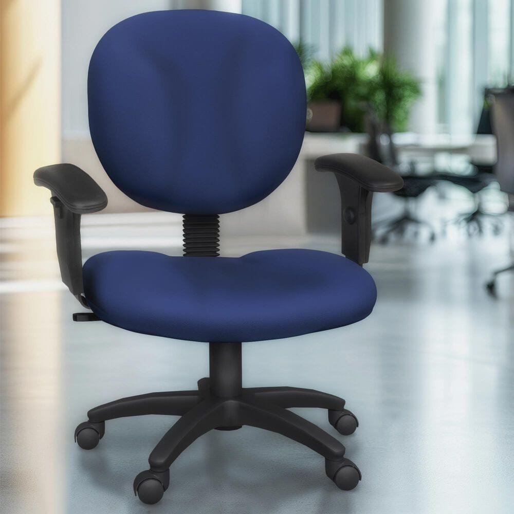 Regency Global Sourcing Comfort Series Swivel Computer Task Chair with Adjustable Arms in Navy Blue, , large