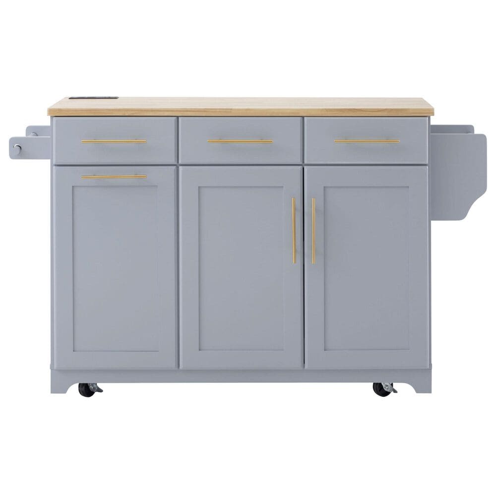 HOMLUX 59" Kitchen Island with 2 Pull Out Cabinet Organizers in Grey, , large