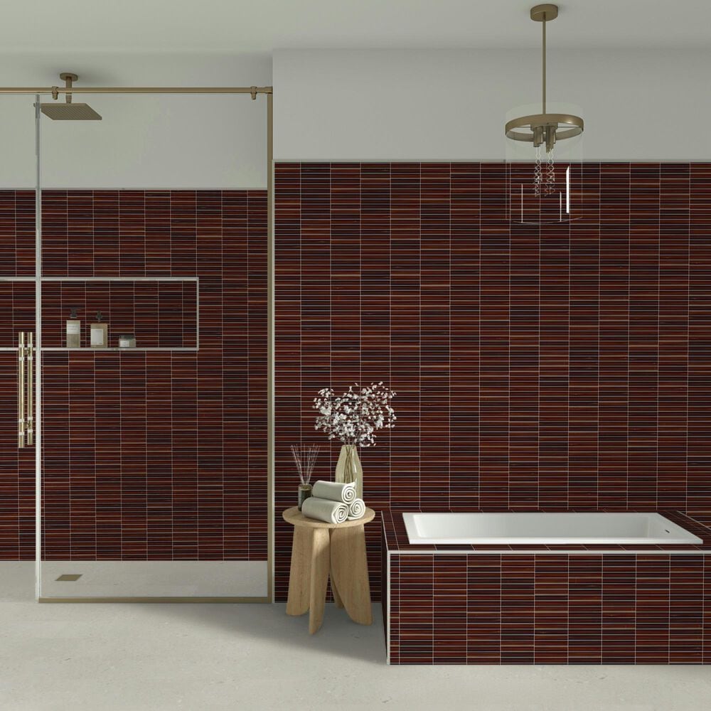 Dal-Tile Artefino Vintage Jasper 1" x 6" Pencil Fluted on 11" x 12" Porcelain Mosaic Sheet, , large