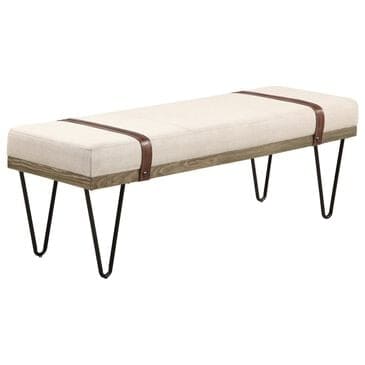 Pacific Landing Niguel Austin Upholstered Bench with Beige Cushion in Black, , large