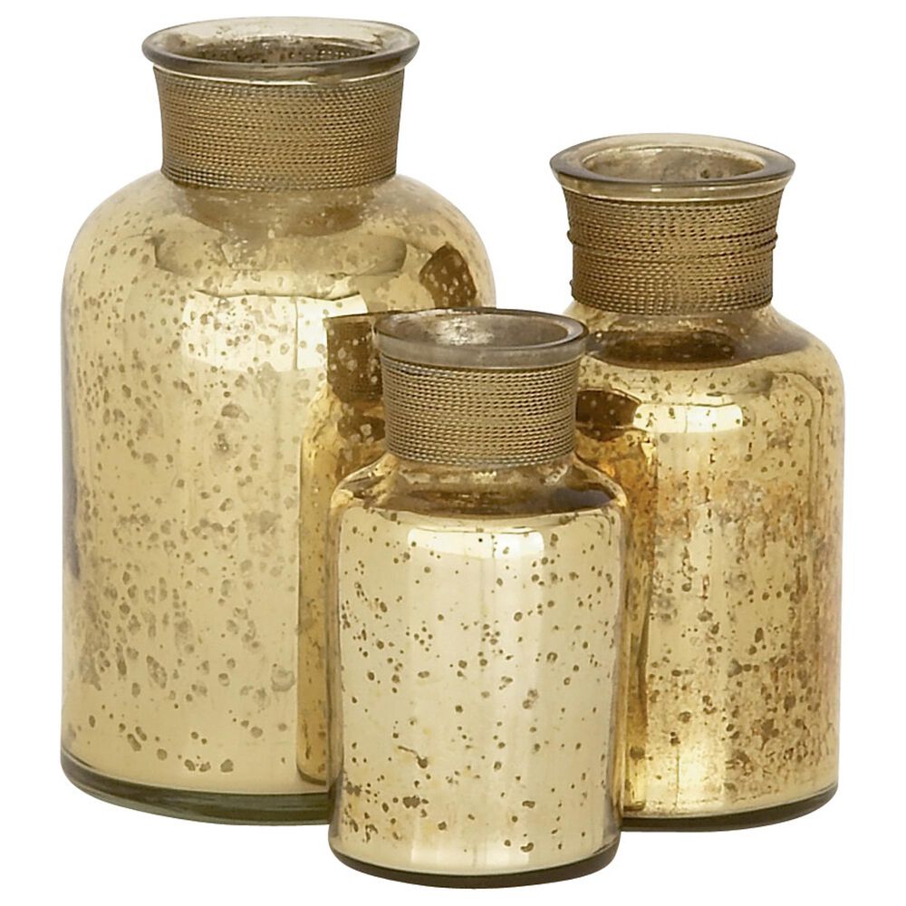 Maple and Jade Glass Decorative Jar in Gold (Set of 3), , large