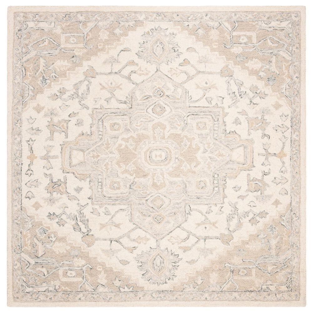 Safavieh Micro-Loop 3" Square Ivory and Beige Area Rug, , large