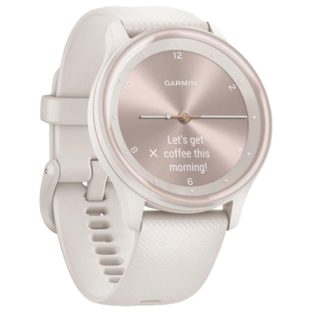 Garmin vivomove Sport Smartwatch in Ivory Case and Silicone Band with Peach Gold Accents, , large