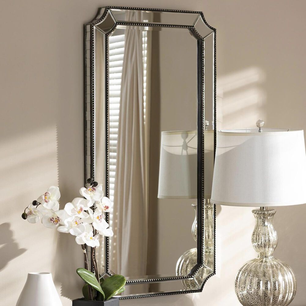 Baxton Studio Romina Accent Wall Mirror in Antique Silver, , large