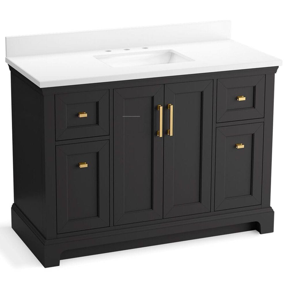 Kohler Charlemont 48" Single Bathroom Vanity in Ferrous Grey with 3 cm White Quartz Top and Rectangular Sink, , large