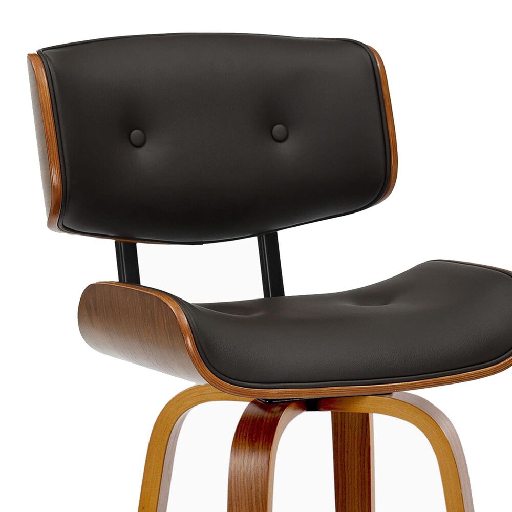 LumiSource Lombardi 26" Swivel Counter Stool with Espresso Faux Leather Upholstery in Walnut and Black (Set of 2), , large