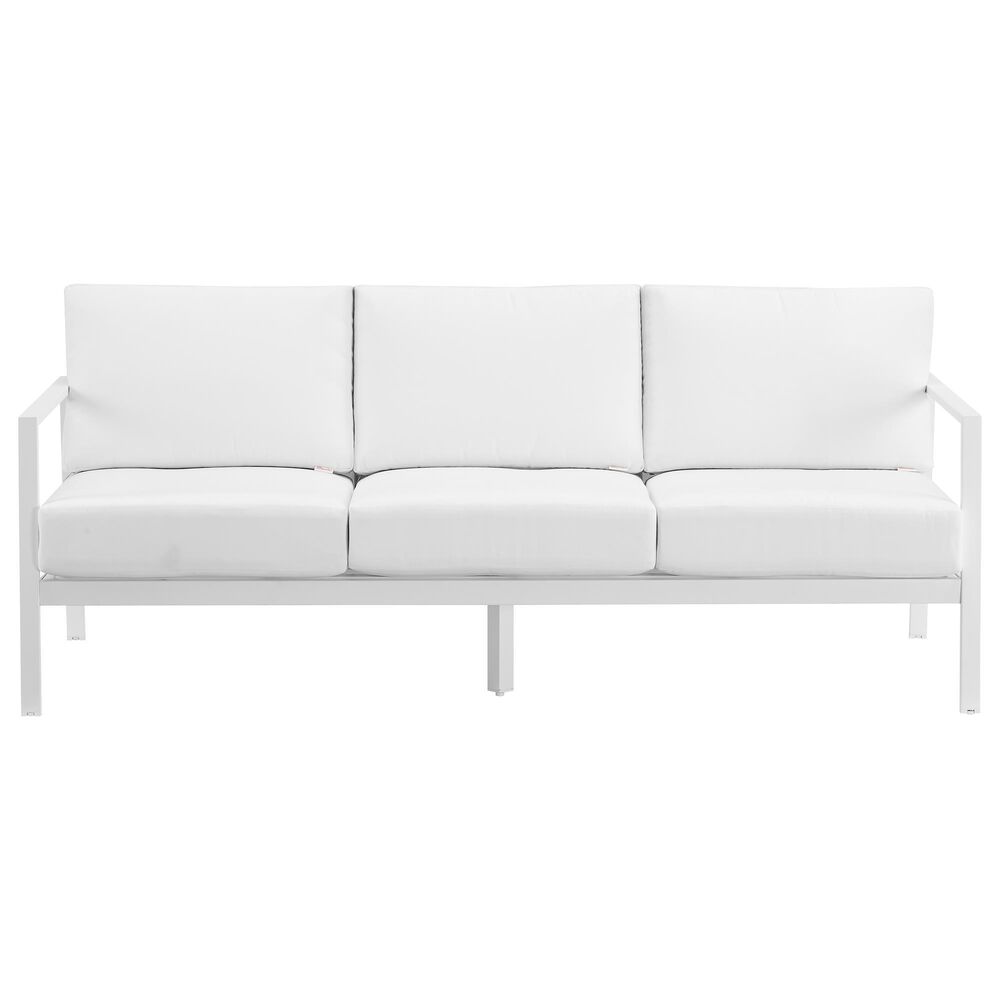 Linon Home Decor Holland Outdoor Sofa with White Cushions in White, , large
