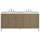 James Martin Vanities Chicago 72" Double Bathroom Vanity in Walnut Whisper with 3 cm Ethereal Noctis Quartz Top, Rectangular Sinks and FreePower Wireless Charger, , large