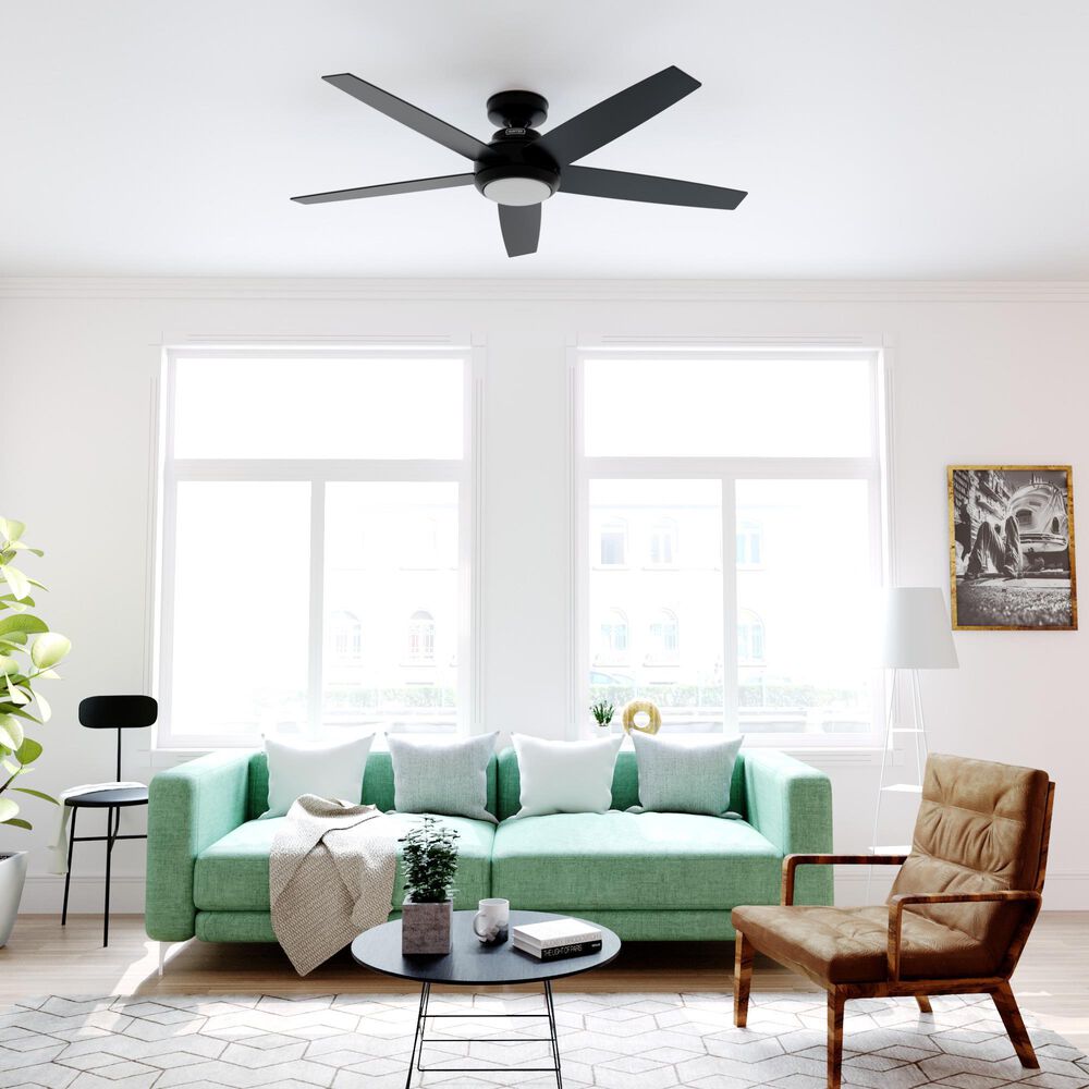 Hunter Zayden 52&quot; Ceiling Fan with LED Light in Matte Black, , large