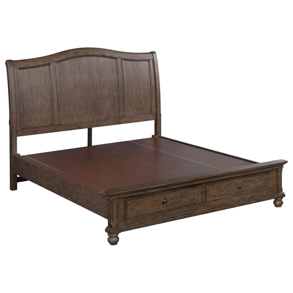 Riva Ridge Oxford 4 Piece Queen Sleigh Storage Bedroom Set in Cocoa with AC Outlets and USB Ports, , large