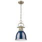 Golden Lighting Duncan 1-Light Small Pendant with Chain and Matte Navy Shade in Aged Brass, , large